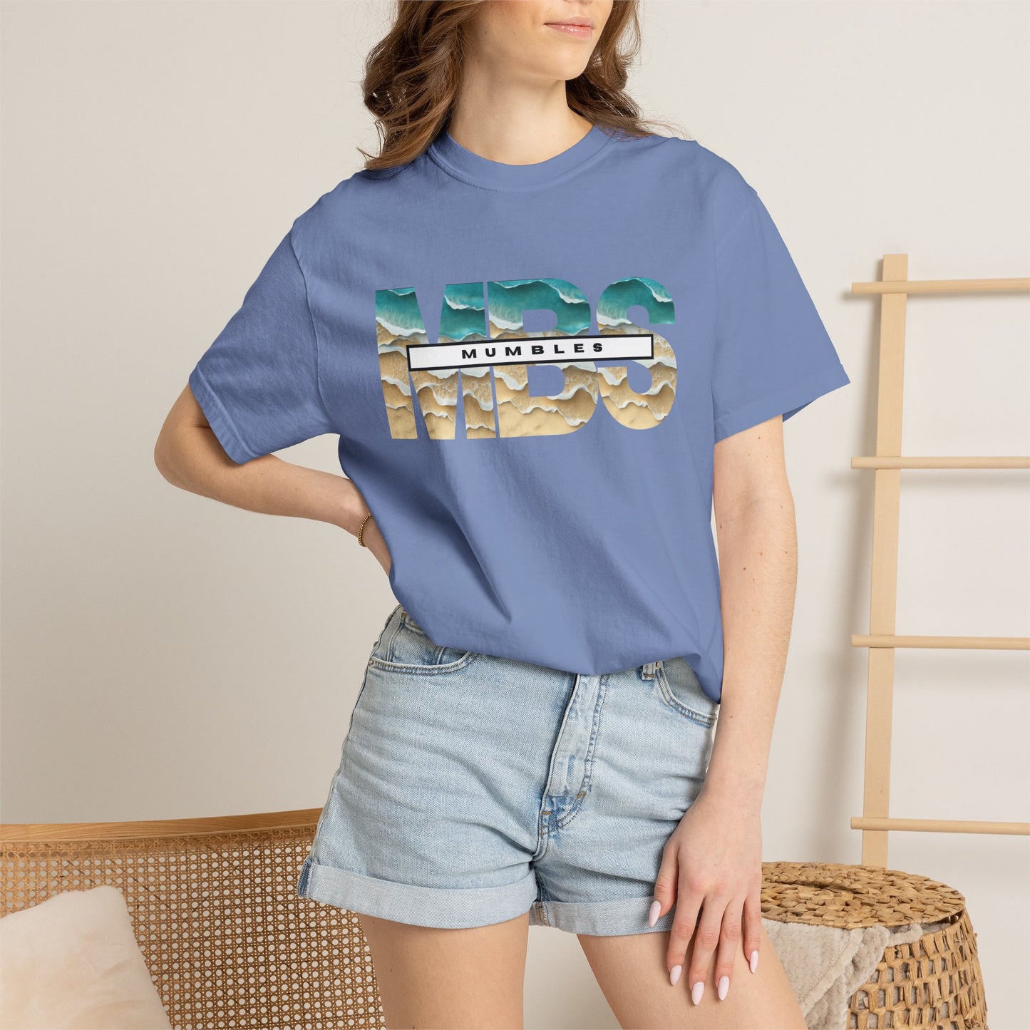 Mumble Sea Shore Waves | MBS Beach Photo Text T-shirt | Coastal Wave Typography Tee